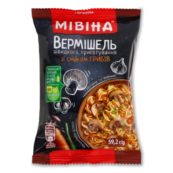 Вермішель «Мівіна» зі смаком грибів негостра, 59,2г