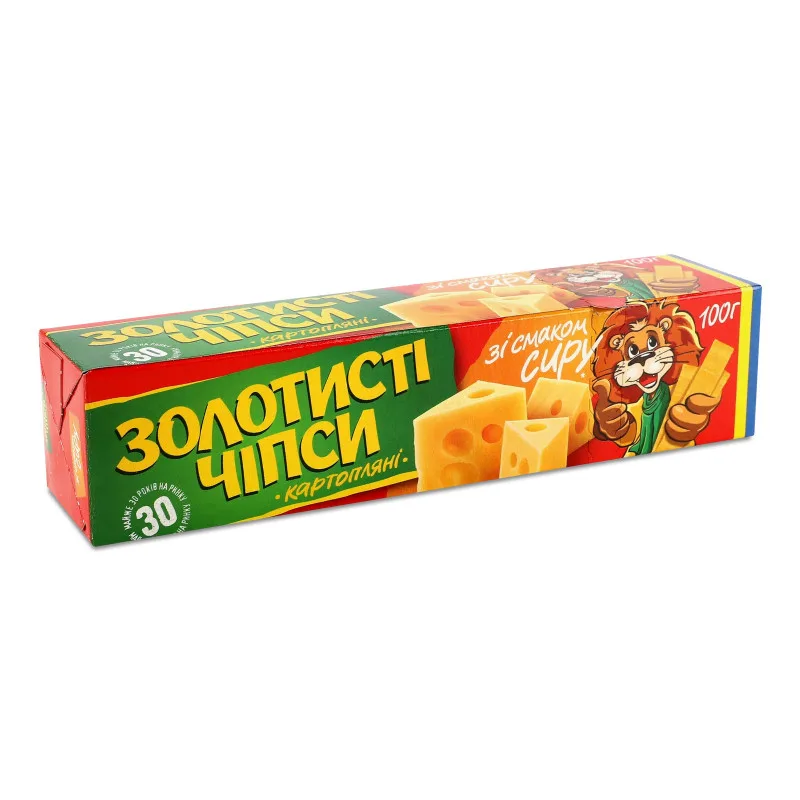 Чипси «Золотисті» зі смаком сиру, 100 г