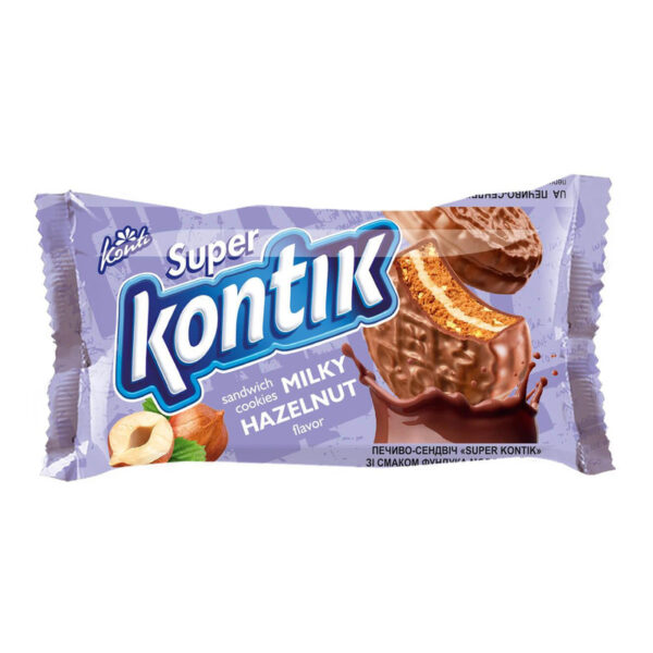 Печиво-сендвіч КОНТІ "Super Kontik" зі смаком фундука 90г