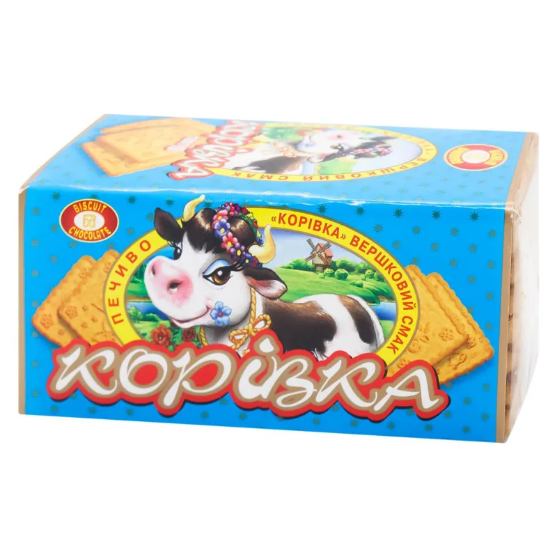 Печиво цукрове «Бісквіт-Шоколад» «Коровка» зі смаком вершків, 180 г