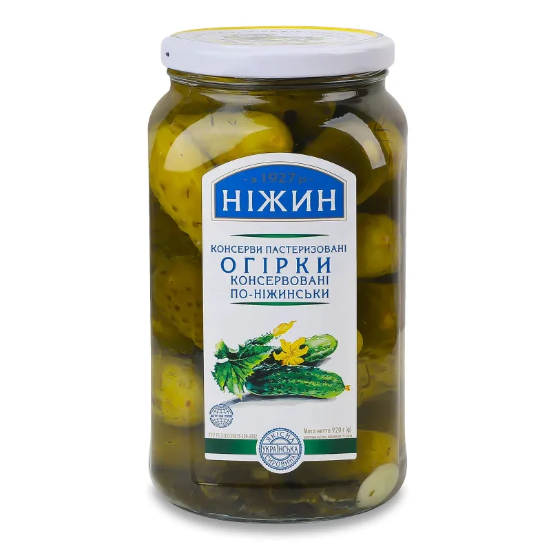 Огірки «Ніжин» «По-ніжинськи» консервовані, 920 г