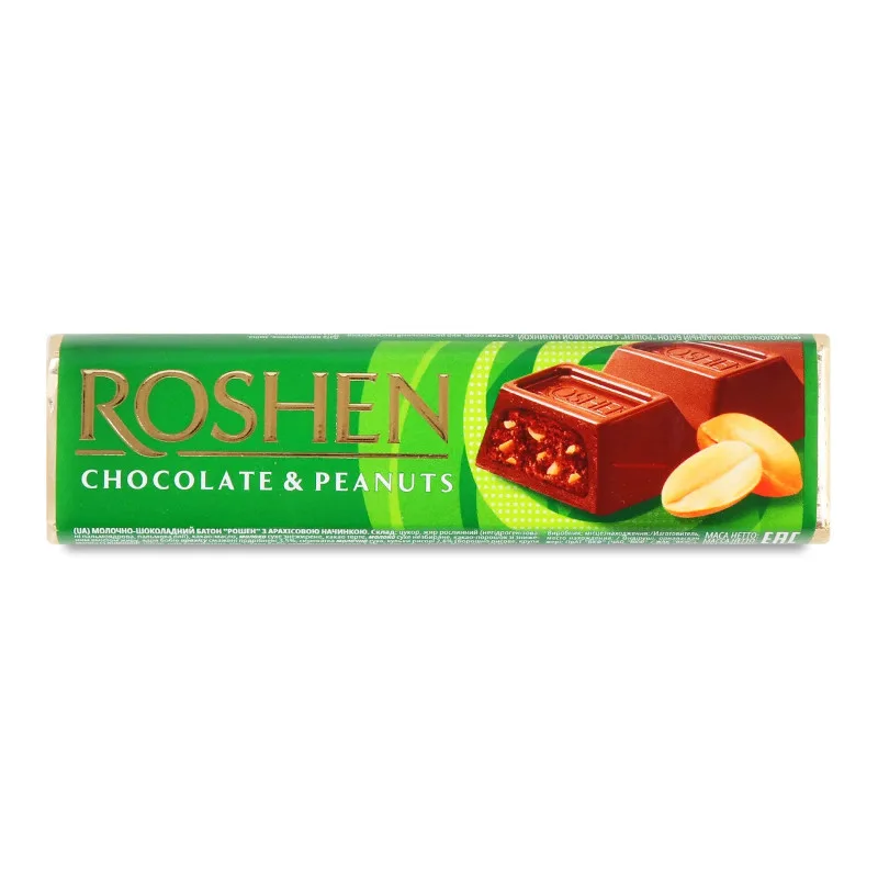 Батончик Roshen з арахісовою начинкою шоколадний, 38 г