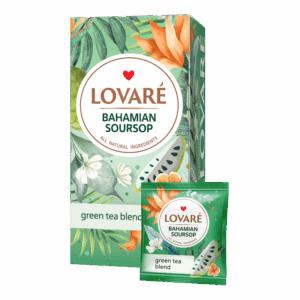 Чай зелений байховий дрібний з фруктами пелюстками квітів та ароматом саусепу Bahamian Soursop Lovare к/у 24х1.5г