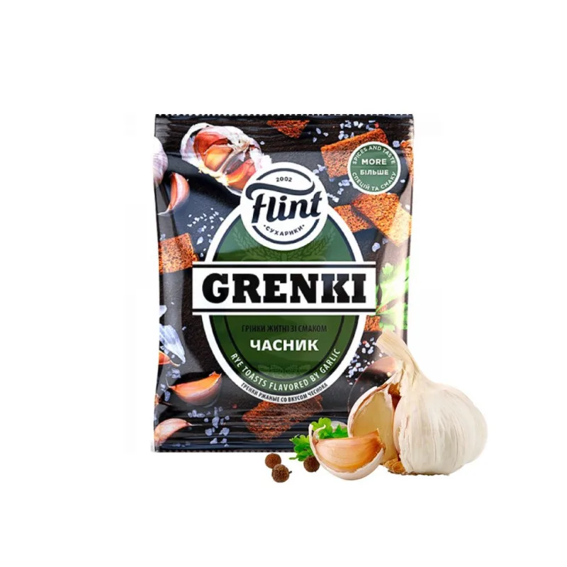 Сухарики житні Flint зі смаком часнику, 70 г