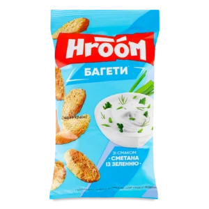 Сухарики Hroom! багетні зі смаком сметани із зеленню, 60г