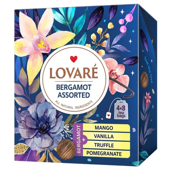 Чайний набір «Lovare Bergamot Assorted» 4 x 8 пакетиків
